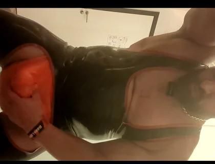 Jerking off Through Rubber Jock in Rubber