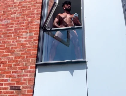 Arab Stepdaddy Wanting in Street and Cuming in Window and Cuming on Street