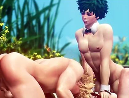 Heros Egg Hunt - Ida X Midoriya X Bakugo - My Hero Academia 3d Animation Parody