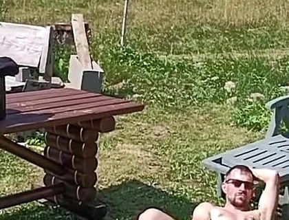 Jerking off While Hanging Out the Laundry