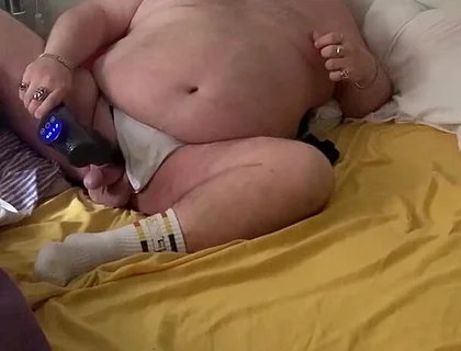 Fat Stepdaddy Wanks with Massage Toy