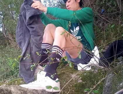 Behind the Scenes Jon Arteen After Masturbating Ejaculating Thick Cum Play Cleaning Tidying up Creating Artistic Sperm on Moss