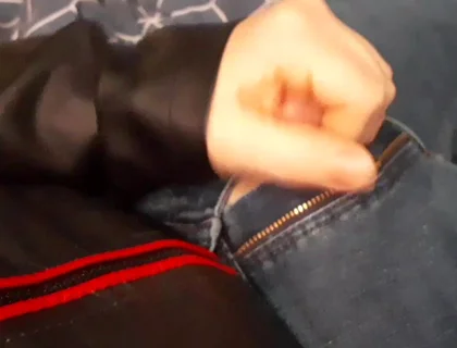 Jerking in Biker Leather Jacket