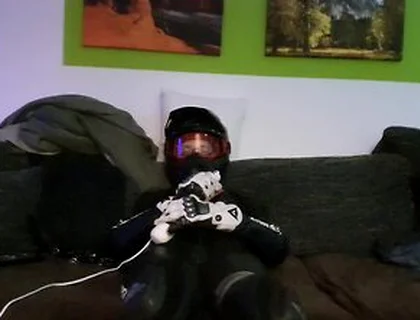 Pup Sparkle In Biker Cumming Inside A Dainese Suit