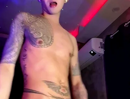 Asian Inked Boy Teasing and Jerking off