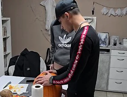 Gay Boys Have Fun: We Fuck The Halloween Pumpkin And Cum On It