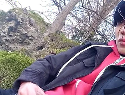 Gay Asian Twink Jon Arteen Wanks Outdoor Winter Risky, Ruined Orgasm, Big Cumshot Cleans Sperm Thigh