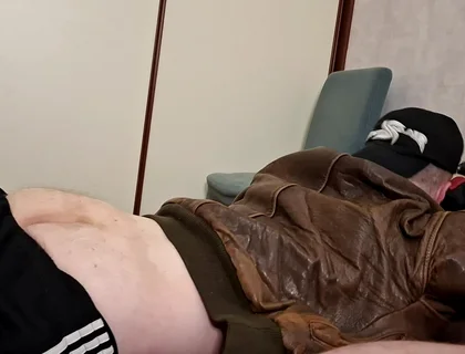 Chav Boy in Leather Bomber Jacket and Scally Gear Get Fucked Leather Bear