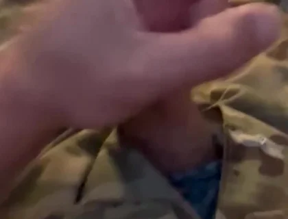 Jerking at My Sarge's Desk - Shooting Loads of Cum in My Uniform in My Barracks