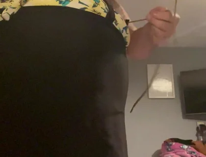 Cock and Ball Bondage with Crossdress to Go Out