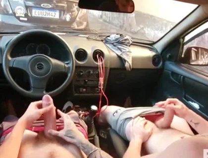 Erick Diaz and Carmona Masturbating Inside the Car in Downtown São Paulo