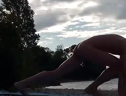 Slender Nudist Boy Does Yoga Nude on a Naturist Beach. Naked Yoga Video by Jon Arteen Gay Porn Model