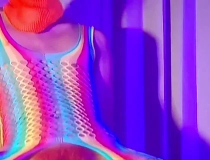 Orange Balaclava Mask Sissy Trans Dyed Pubic Hair Fuck Myself with Dildo