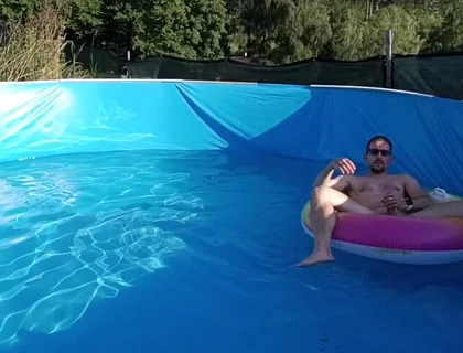 Wet Summer Ride. Handjob in the Pool