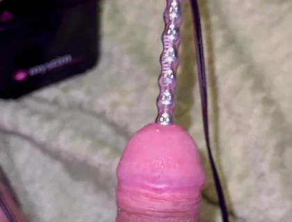 Extra Uretral Stimulation with Beaded Sound Deep in My Cock