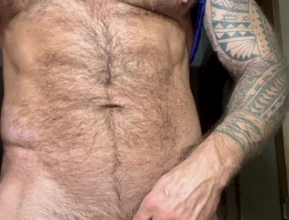 Hairy Muscle Bear Solo Nipple Play & Intense Masturbation