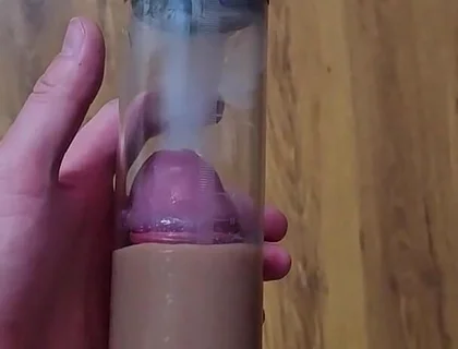 Just a Moment After an Intense Orgasm! a Penis Vacuum Pump Full of Sperm!