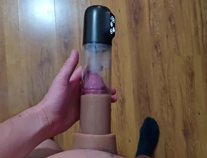 Just a Moment After an Intense Orgasm a Penis Vacuum Pump Full of Sperm