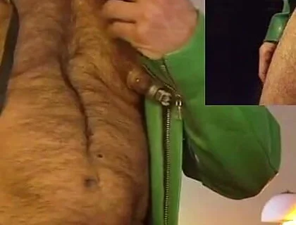 Cop Pumps His Balls, Cock and Nips While Wearing His Cop Leather