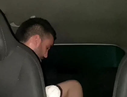 Cruising Straight Uber Driver Fucks Bareback the Tight Ass of Beautiful Young Gay Man in the Car Cums Inside Her Ass