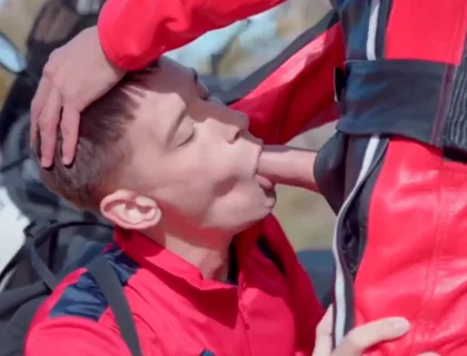 Biker cock sucking outdoor