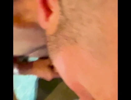 Construction Stepdad Has Fun in the Garage with His Buddy