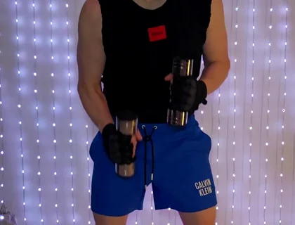 Fitness Workout in Blue Ck Shorts