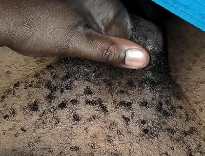 Late Night Horny Hairy African Male Stroking Dick and Releases Loads of Cum After the Lady Didn't Show up for Sex