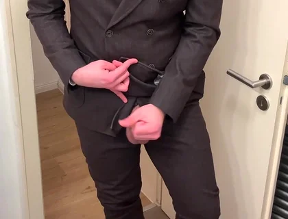 Businessman in Suit Jerks off on His Patent Leather Shoes