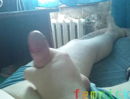 Fat Sissy Jerks off His Floppy Cock and Cums