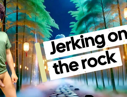 Lying in Rock Naked and Jerking off
