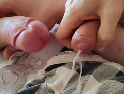 Creampie My Twink, Then We Both Cum On His Boxers