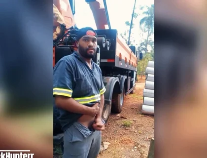 Worker Masturbating at the Construction Site Behind the Company Truck