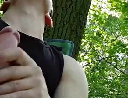 Ripped Viktor Strokes His Massive Cock Outdoors