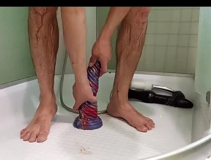 I Jump on a Big Dildo and Squirt From My Dick