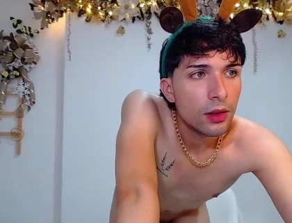 Bucaramanga Colombia Christmas Reindeer Takes Out His Huge Cock and Masturbates Until He Gets All the Cum Cum