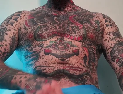 Tattooed Dom Worship Cumshot POV