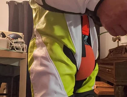 In Leather Motogp Suit After Gym