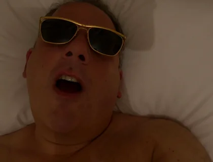 POV Nude Jerk off in Bed Wearing Sunglasses and Yawning