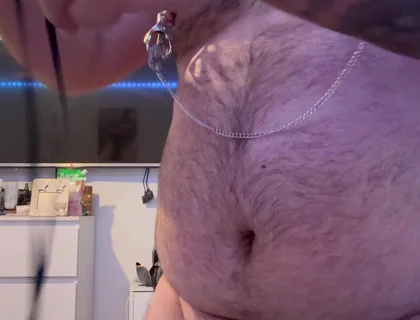 Nipple Play with Cock Bondage