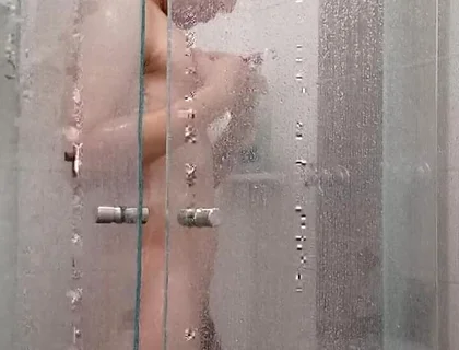 Big Dick Ducha Gym Hairy Bush Jerking off Cum in Mirror
