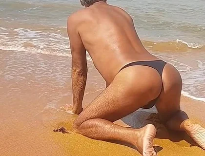 Ladysilva on the Beach in Panties Tanning Her Hot Ass