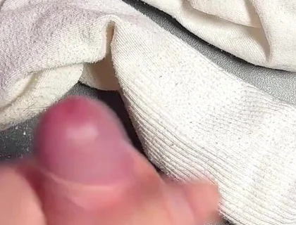 Exclusive: Guy Shows off His Legs and Cums on His Socks.
