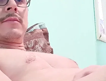 Handsome Nerd Jerks off and Cums Thic Milk