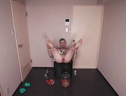 Rose Bud And Axel Abysse - Deviant Jock Stuffs Huge Amount Of Food In His Prolapsed Asshole