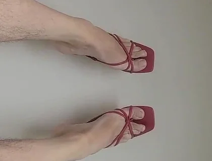 Jerking Big Cock off in Red Heels