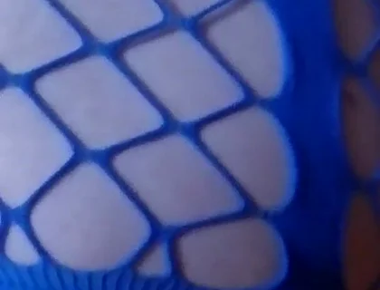 Amatuer Crossdressor in Blue Body Stocking
