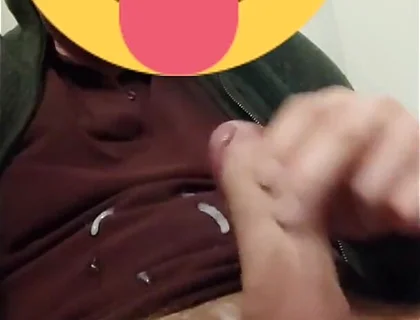 Me shooting a powerful high cumshot and then covering my t-shirt with cum