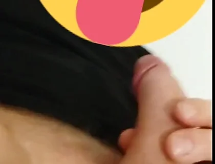 Glacing my black t-shirt with white creamy cum