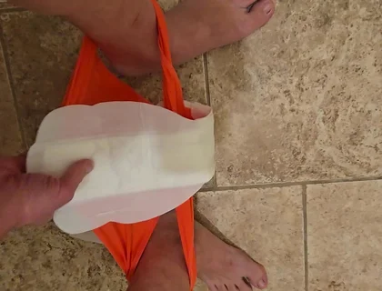 Pad Change in Microfiber Panties Takepad